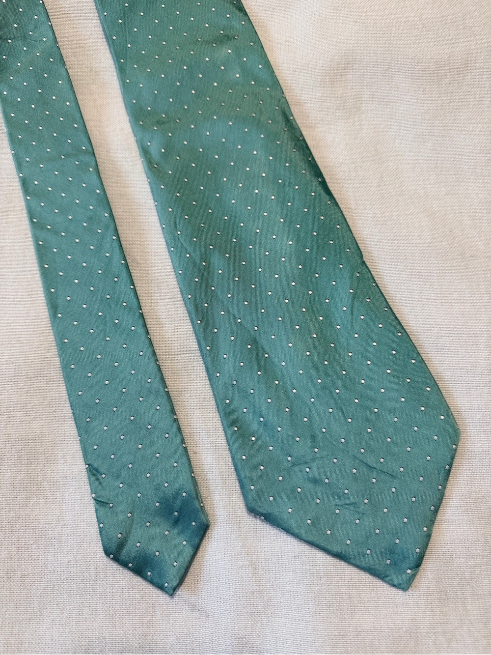 Ralph Lauren Purple Label Turquoise Tiffany Polkadot 100% Silk Tie Made In Italy